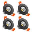 LightingWill 2inch LED Dimmable Downlight, 3W COB Recessed Ceiling Light, Warm White 3000K-3500K, CRI80, 25W Halogen Bulbs Equivalent, Black (4Pack)