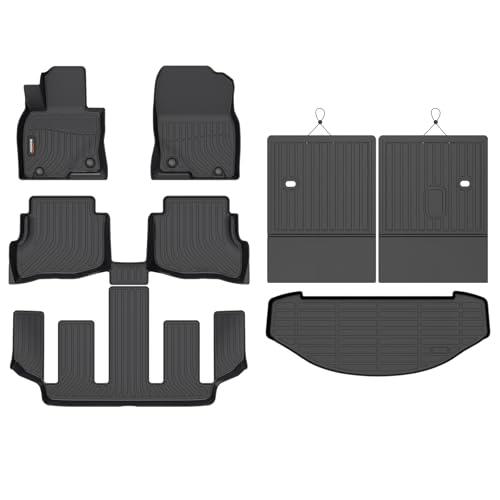 Binmotor-Floor Mats for 2020-2023 Mazda CX-9 6 Passenger(The 2nd Row Bucket Seats Without Center Console), All Weather Car Floor Liners Waterproof Heavy Duty Rubber for CX-9 Accessories