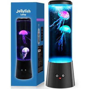 Jellyfish Lamp with Remote, Dimmable Ocean Night Light for Kids - Soothing Color Changing Mood Light for Adult Anxiety Relief, Unique Gift for Bedroom, Gaming Room Decor
