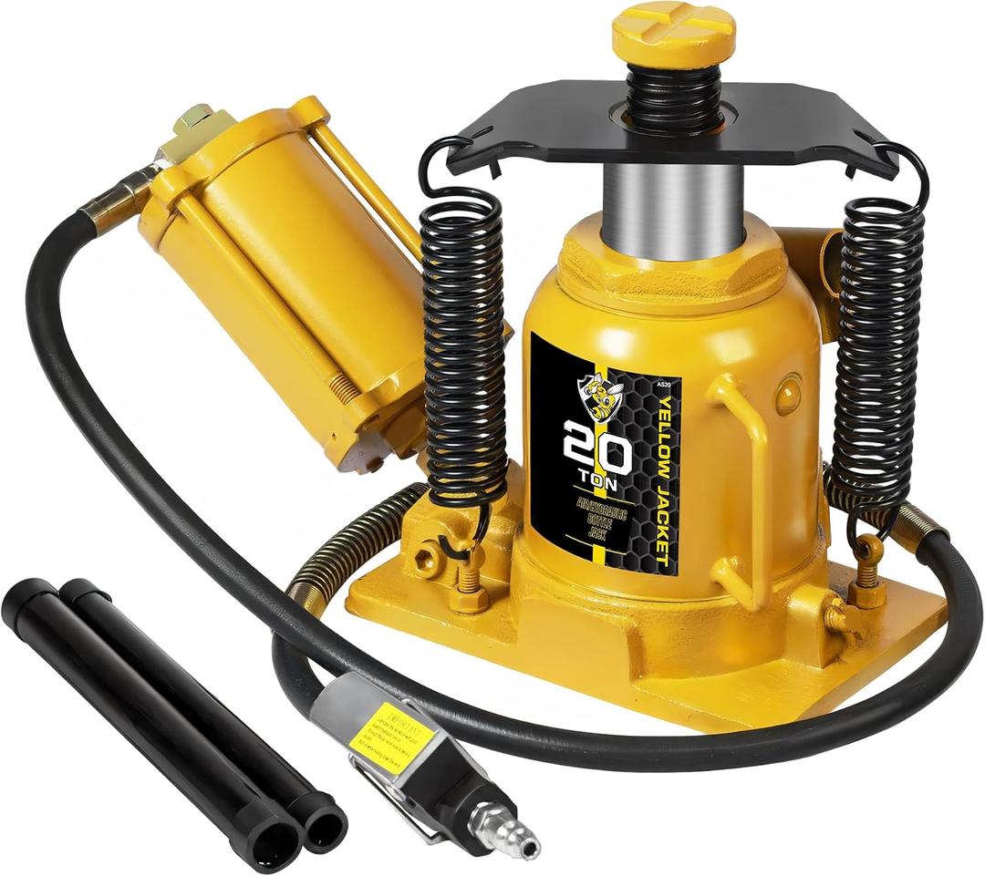 YELLOW JACKET Low Profile 20 Ton Air Bottle Jack 20 Ton with Aluminum Alloy Pump and Unique Slow Release Equipment