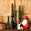 Funtery 6 Pcs LED Christmas Tree Flameless Taper Candles Real Wax Battery Operated Candlestick Lights with 3D Flame and Remote Timer Window Fireplace(Gold Edge,Christmas Tree)