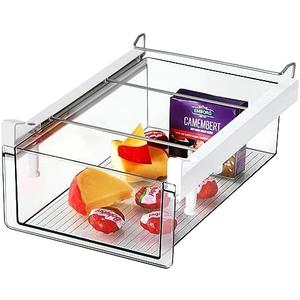 vacane Upgraded Refrigerator Drawers Organizer - Pull Out Fridge Bins with Handle, Extra-Long 19.5" Stretchable and Deep Storage