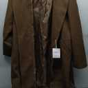 Tanming Women's Notch Lapel Double Breasted Wool Blend Mid Long Pea Trench Coat (Brown-XL)