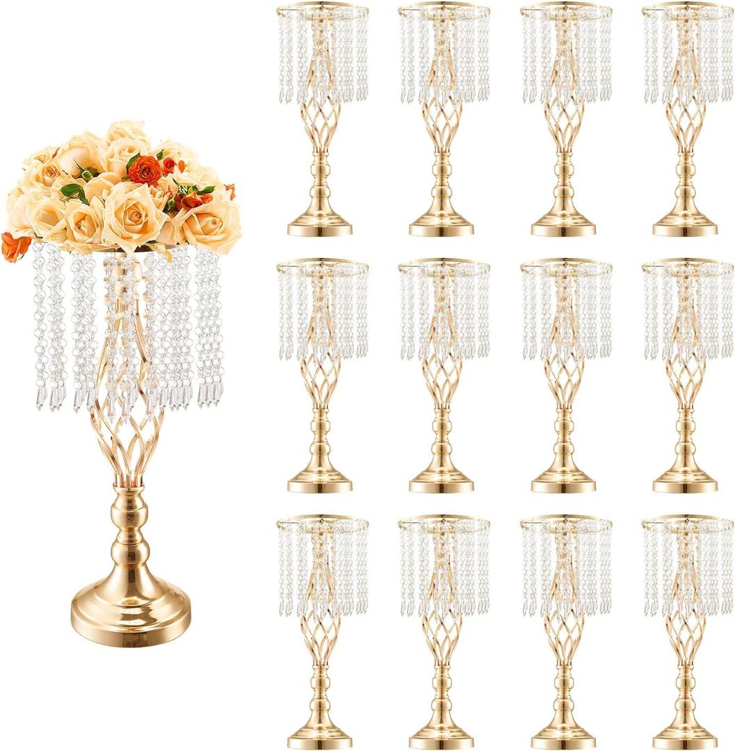 VEVOR Metal Wedding Centerpiece Gold,Crystal,12PCS 49cm/19.3