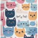 Cute Cats Thin Yoga Mat with Bag Included, Non Slip Fitness Workout Mat, Foldable Suede Rubber Yoga Mat for Yoga Pilates and Fitness, 70.8" L x 26" W x 1mm