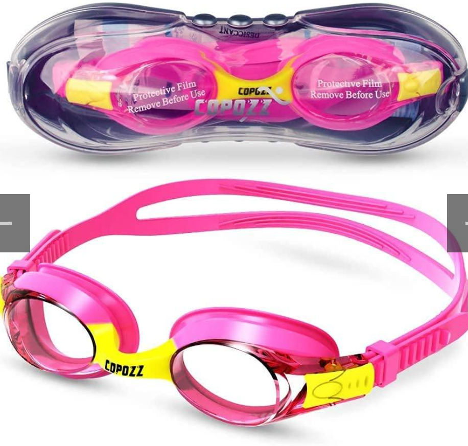 COPOZZ Kids Swimming Goggles, Child (Age 3-13) Waterproof Swim Goggles Clear Vision Anti Fog UV Protection No Leak Soft Silicone Frame