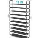 SONGMICS Shoe Rack, 10-Tier Shoe Shelf, Shoe Storage Organizer, 11.4 x 39.4 x 68.9 Inches, Metal Frame, Non-Woven Fabric Shelves, for Entryway, Bedroom, Black ULSH11H