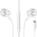 SAMSUNG AKG Earbuds Original USB Type C in-Ear Earbud Headphones with Remote & Mic for Galaxy S23 Ultra, A53 5G, S22, S21 FE, S20, Note 10, 10+, S10 Plus - Braided - Includes Velvet Pouch - White