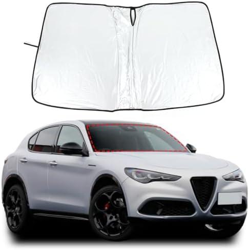 LLKUANG Car Front Windshield Sunshade Compatible with Alfa Romeo Stelvio 2017-2023 Front Window Sun Shade, Foldable Reflective Sun Visor,Blocks UV Rays Sun Visor Protector Heat Shield