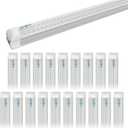 5ft T8 LED Shop Light V-Shaped 36W, 5000K ETL Listed 20 Pack | Integrated Linkable Tube, 4600LM Daylight High Output Plug and Play, 270 Degree Lighting for Warehouse Clear Cover