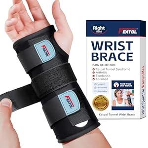 FEATOL Wrist Brace for Sprained Wrist, Wrist Support Brace Sleeping with Metal Splints Right Hand, X/ Small for Women and Men, Adjustable Hand Support for Tendonitis, Arthritis, Injuries