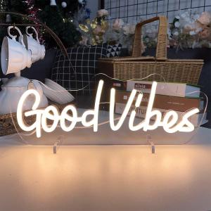 Good Vibes Table Number Neon Sign Desk Lamp Night Light Wedding Letter LED Neon Sign Wedding Table Decorations Neon Light Bedroom Home Room Decor Christmas Party Warm White USB 40×10.7 CM