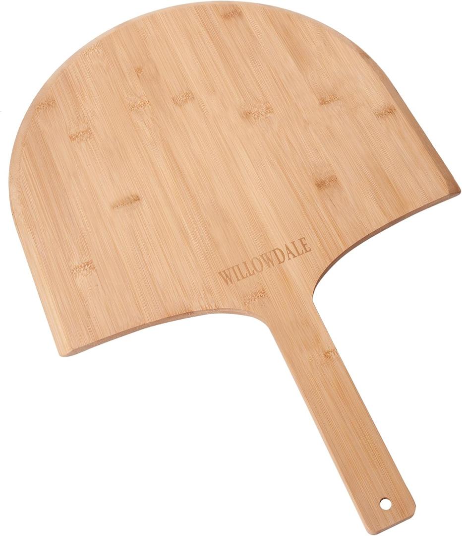 WILLOWDALE 16 Inch Wood Pizza Peel, Bamboo Pizza Paddle Spatula for Transferring & Serving, Kitchen Pizza Oven Accessories, Large Wooden Cutting Board with Handle for Cheese Bread Fruit Vegetable, 24"L x 16.4"W