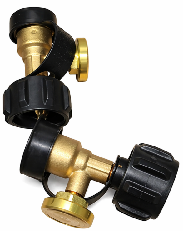 2 Pack Propane Tank Adapter Brass 1 LB to 20 LB Converter With Hand Wheel Control & Dust Caps