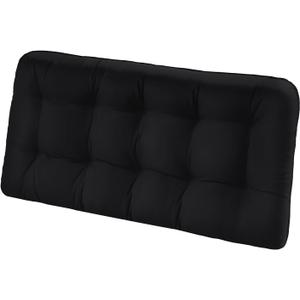 Tufted Bench Cushions for Outdoor Furniture, 48" x 18" Porch Swing Cushions Filled with Foam, Overstuffed Patio Cushions for Bench Loveseat with 2-3 Seats,Thick and Water Resistant, Black