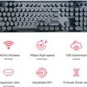 Wireless Keyboard and Mouse Combo, Retro Style Keyboard with Round Keycaps, 2.4GHz Dropout-Free Connection Mouse with 3 Adjustable DPI for Windows Notebook PC (Black)
