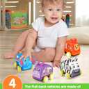Vanmor Baby Car Toys for 12 Month Old Toys, Musical Playmat with 4 Animal Soft Pull-Back Vehiclefor 1 Year Old, Soft Baby Learning Toys 12-18 Months, 1st Birthday Xmas Gift for Toddlers