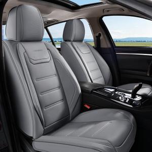 Coverado Car Seat Covers, Front Covers for Cars, Car Seat Cover Front Seats, Car Seat Protector Waterproof, Leather Car Seat Cushion, Universal Interior Covers Seat Protectors for Most Cars Gray