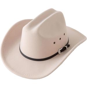 Jastore Kids Western Cowboy Cowgirl Hat Boys Girls Felt Fedora Hats with Buckle Belt