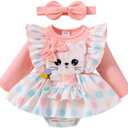 CETEPY Baby Girl Clothes Fall Winter Newborn Romper Outfits Infant Cute Cartoon Long Sleeve Dress Headband 12-18 Months