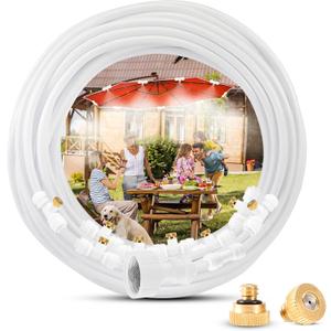Mister System for Outside Patio, 50 FT Outdoor Misters for Outside Patio, Misting System for Cooling Producing Water Mist in Backyard, Trampoline, Porch, Deck, Umbrella, Garden (White)