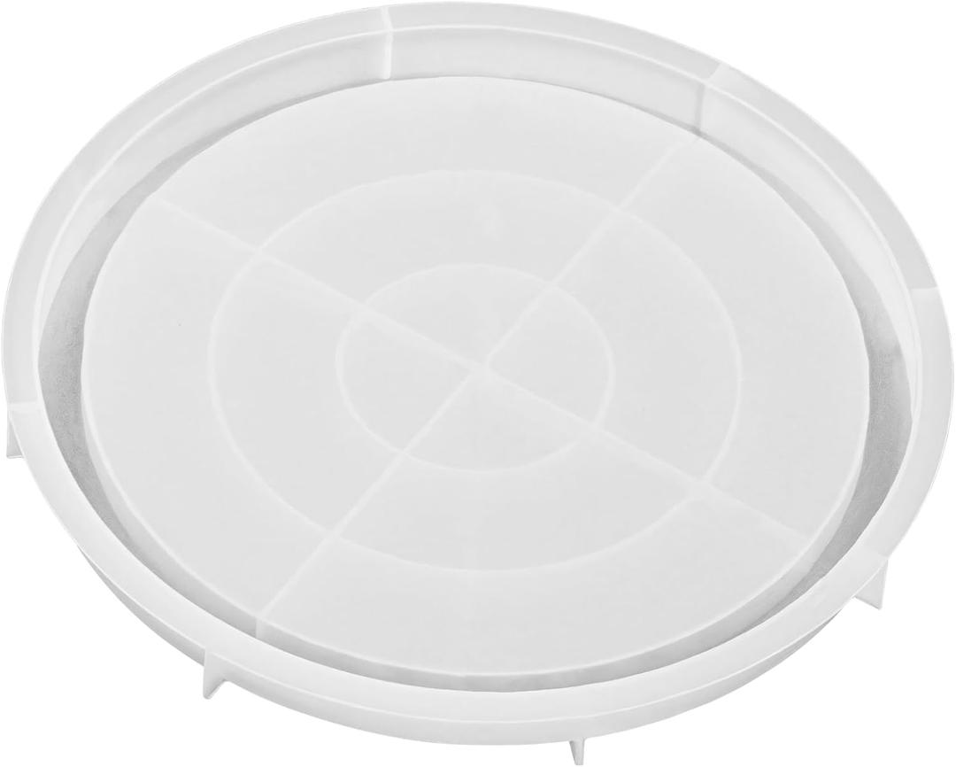 12-Inch Round Silicone Tray Mold for Resin Crafting, Versatile White Platter for Food & Drinks, Anti-Spill Edge, Perfect for Centerpieces, Displays, and Serving