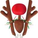 Christmas Car Reindeer Antlers with Red Nose, Tail & Jingle Bells Kit, Vehicle Xmas Decoration Rudolph Reindeer for SUV, Van, Truck
