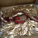 Suncalla Christmas Wreath String Set with 3 Pcs Hanging Gold Leaves Wreath Burgundy Velvet Ribbon Bow for Xmas Thanksgiving Farmhouse Window Fireplace Front Door Yard Decor (Set of 1)