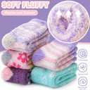 Fuzzy Slipper Socks Thick Fluffy Warm Winter Cozy Plush Soft Sleep Home Socks for Women Men (M)
