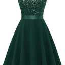 BeryLove Women's Short Prom Dresses for Teens Sleeveless Flowy A Line Wedding Guest Lace Formal Dress (Green, XXXL)