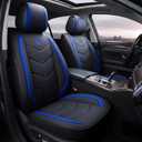 Seat Covers Full Set, Black Seat Covers for Cars 5 Seats, Car Seat Protector, Waterproof Faux Leather Car Seat Cushion, Front and Rear Car Seat Cover Fit for Most Sedans SUV Pick-up Truck (003 Blue)