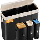 190L Laundry Hamper with Lid, Large Laundry Basket with Lid and 3 Section, Sturdy Laundry Baskets with 3 Removable Bags (L M S), Dirty Clothes Hamper Organizer for Laundry Room, Bedroom and Dorm Room