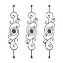 Balusters for Staircase Interior - Stair Railing Spindles, Iron Balusters Banister, Hollow Square, 1/2inch x 44inch, Intricate Flower Iron Balusters and Swivel Shoes (Pack of 3), Satin Black