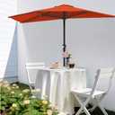 AreShark 9FT Half Patio Umbrella, Outdoor Wall Umbrella with Crank & 5 Sturdy Ribs, Table 1/2 Umbrella Patio for Garden, Deck, Balcony and Pool, Orange