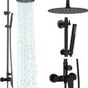 Rainsworth Outdoor Shower Kit, Single Handle Brass Valve, 10 Inch, Black
