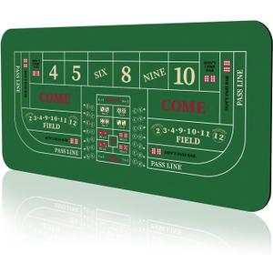 YUZPKRSI 70" x 35" Portable Professional Casino Craps Tabletop Layout Mat with Carrying Bag, Non-Slip Rubber Craps Dice Game Layout Table Top Cover for Parties, Home Entertainment, Game Night