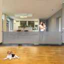 110 Inch Retractable Baby Gates Extra Wide Baby Gate for Large Openings Indoor Outdoor Retractable Dog Gate for Stairs Extra Long Dog Gate Large Retractable Pet Gate Child Gates for Doorways (Gray)