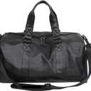 Gym Bags Sports Gym Bag Lady Leather with Letter Printing Fitness Bag for Shoes Male Solid Color Black Red Travel Shoulder Bag (Black)