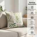 Green Floral Throw Pillow Covers 18x18 - Faux Linen Botanical Wildflower Decorative Cushion Case, Double Sided Farmhouse Spring Decor for Sofa Couch Living Room (1 Pack, No Insert)