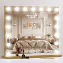 Vanity Mirror with Lights 23.6''x20.5'' Makeup Mirror with Lights Lighted Up Mirror with Dimmable Bulbs,3 Color Lighting Modes,USB Charging Port Touch Control Design Gifts for Women Gold