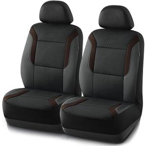 Skechers Memory Foam Car Seat Covers,Slip-ins Lycra Thick Seat Covers, Seat Cover Full Sets, Airbag Compatible, Automotive Comfort Protection for Most Cars,Trucks, SUVs,Black And Brown