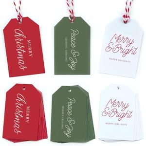 Beautiful Modern Christmas Gift Tags - 48 Quality Christmas Name Tags with String for Personalizing Your Holiday Presents - Spread Joy and Cheer with These Festive Paper Labels