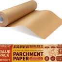 Katbite 15in x 242ft Unbleached Parchment Paper Roll, 300 Sq.Ft, Non-Stick with Serrated Cutter for Baking, Cooking, Air Fryer (15 in x 242 ft, Brown)