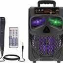 Portable Bluetooth Speaker with Subwoofer Wireless Speakers Outdoor/Indoor Big Support Remote Control FM Radio TF Card LED Lights MP3 Player Party for Home Camping iPhone Computer PC (B-S08)