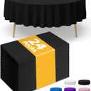 Black Plastic Table Cloth - 24 Pack 84" Round Disposable Tablecloths for Round Tables, Waterproof Table Cover for Holiday Parties & Gatherings