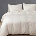 HeimenAogo Egyptian Cotton Duvet Cover Set Queen, Ultra Soft and Breathable Comforter Cover with Zipper Closure, High Thread Count Long Staple Cotton Blanket Cover 3pcs Off-White