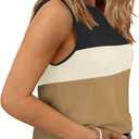 DOLNINE Plus Size Tank Tops for Women Summer Sleeveless Color Block Shirts Casual Fashion Ribbed Knit Blouses Loose Fit Tunic (XXL)