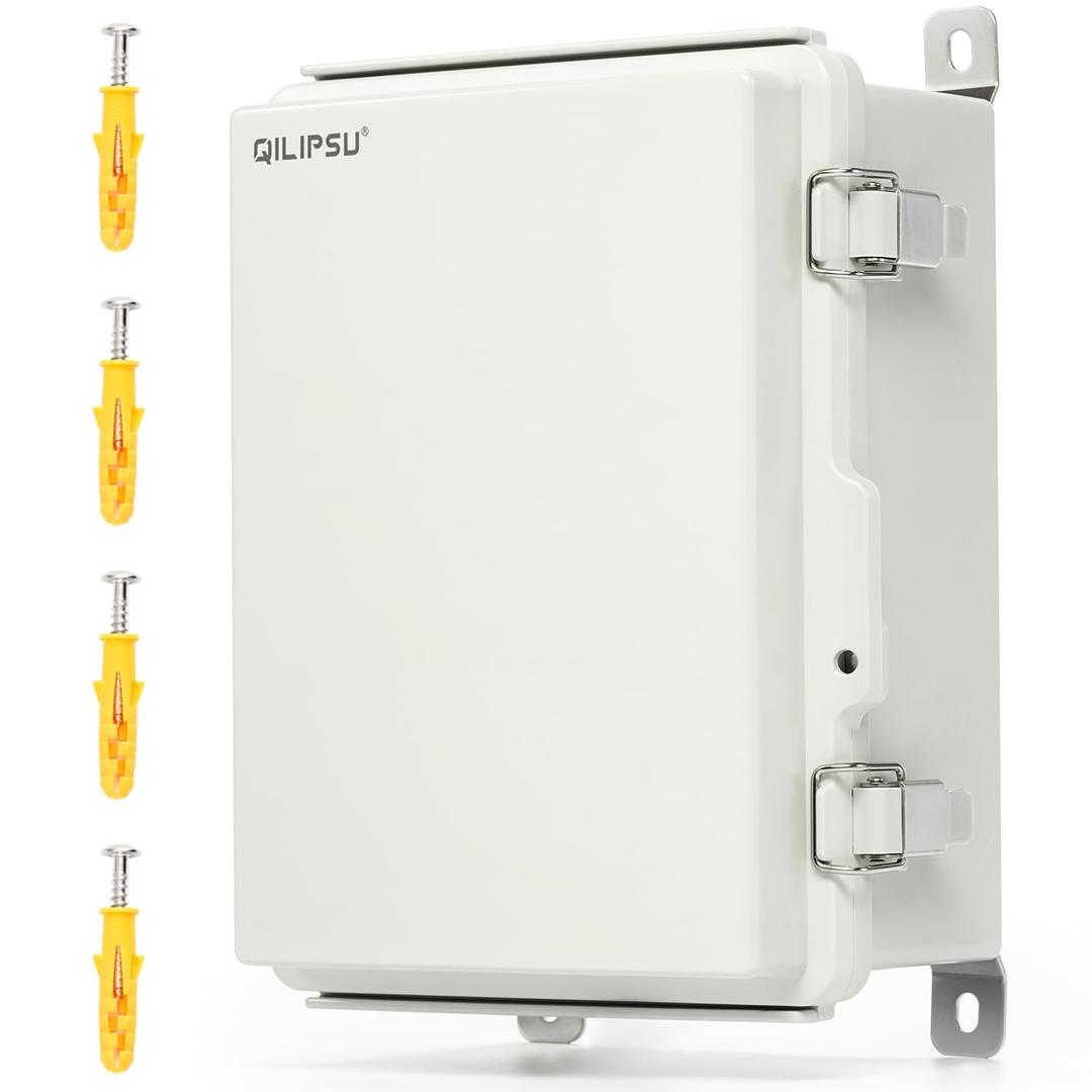 QILIPSU UL94-V0 Outdoor Electrical Box 8.3"x6.3"x3.9" Waterproof Junction Box Weatherproof PC/ABS Alloy Plastic IP66 Project Electric Enclosure Grey Hinged Door