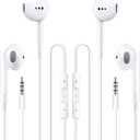 Wired Ear Buds Earphones White, Pack Of 2