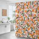 Decorative Peach Shower Curtain Waterproof Polyester Fabric, Home Bathroom Decor Hanging Curtain with Hooks 72 by 72 Inch, Hotel Quality, Machine Washable
